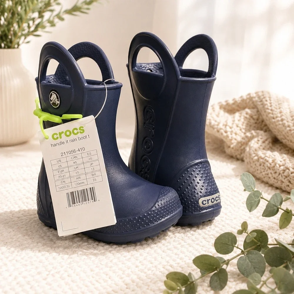 Crocs Handle It Rain Boot T Navy Blue Toddler Size C5 Waterproof 211056-410 NEW